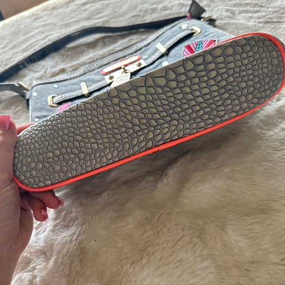 Nicole Lee Athena Patch Print Crossbody Handbag Denim Patches Rhinestones - Picture 8 of 11